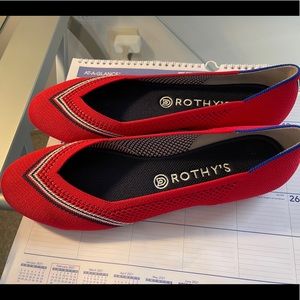BRAND NEW - Rothy’s Cherry Red Stripe Flat - sz 12